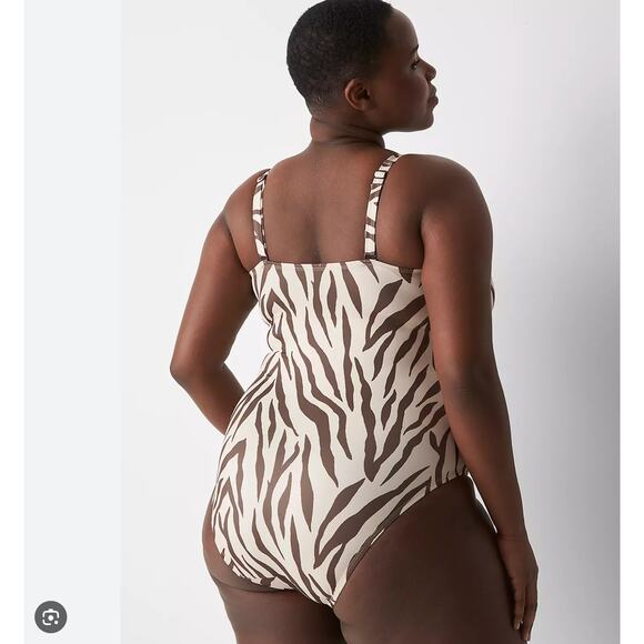 NWT Swim by Cacique Animal Print One Piece – Repreve, Wrap Cut-Out Tie, No Wire - Picture 2 of 7